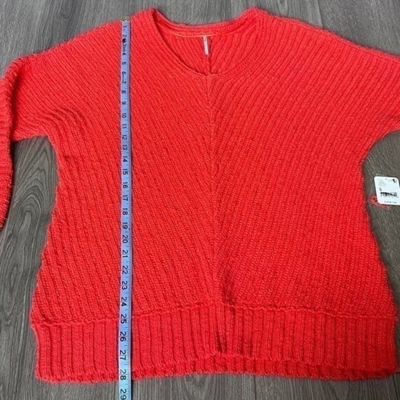 Free People Sunset V Neck Sweater In Red/Rouge Size Small - Picture 9 of 16
